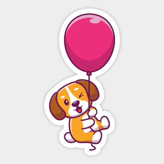 Cute dog floating with ballon Sticker by Catalyst Labs